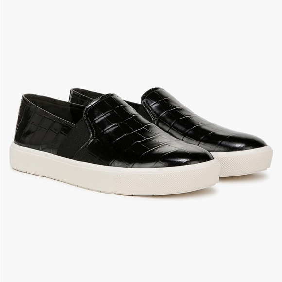 VINCE Blair EUC size 8.5 croc embossed black sneakers - Picture 2 of 10